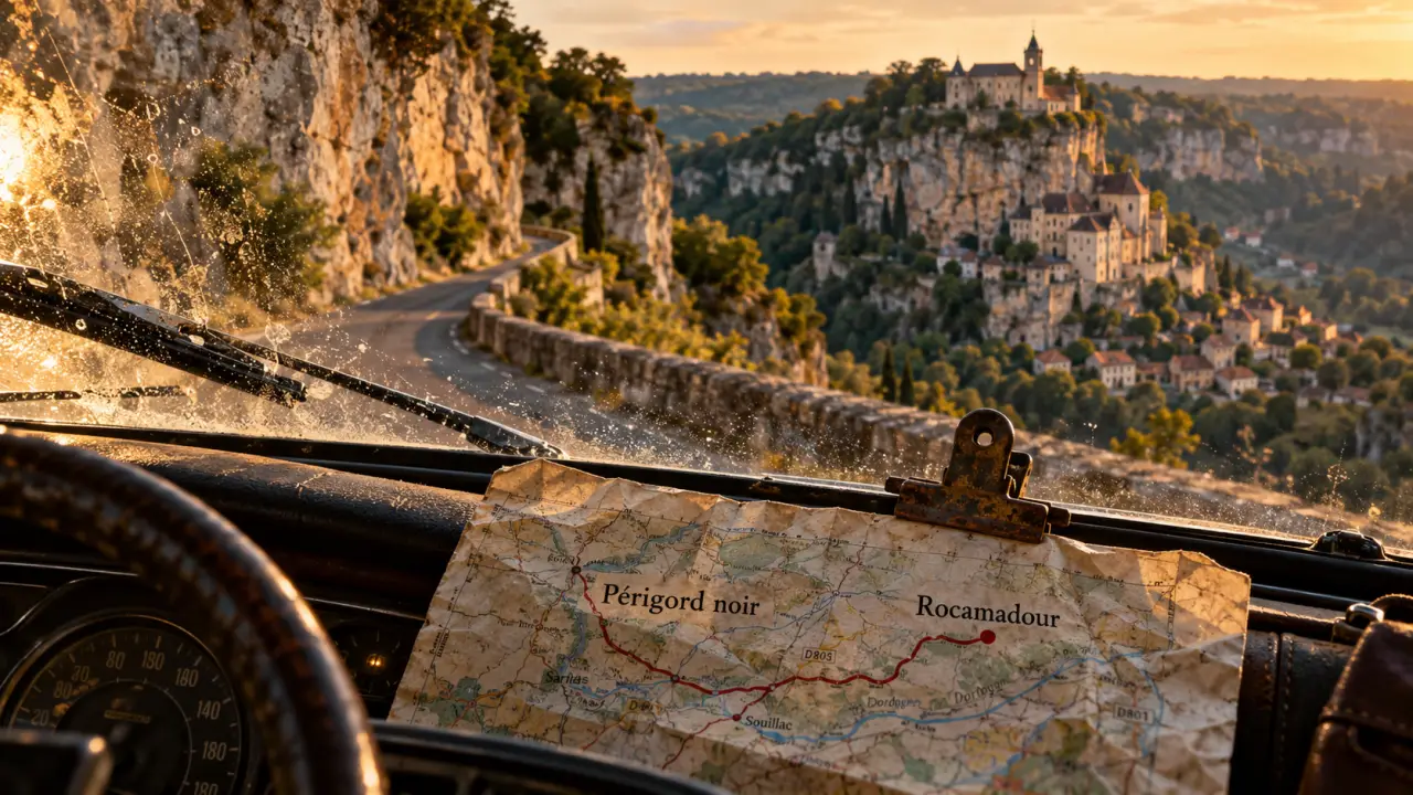 perigord noir rocamadour : route entre falaises et Rocamadour