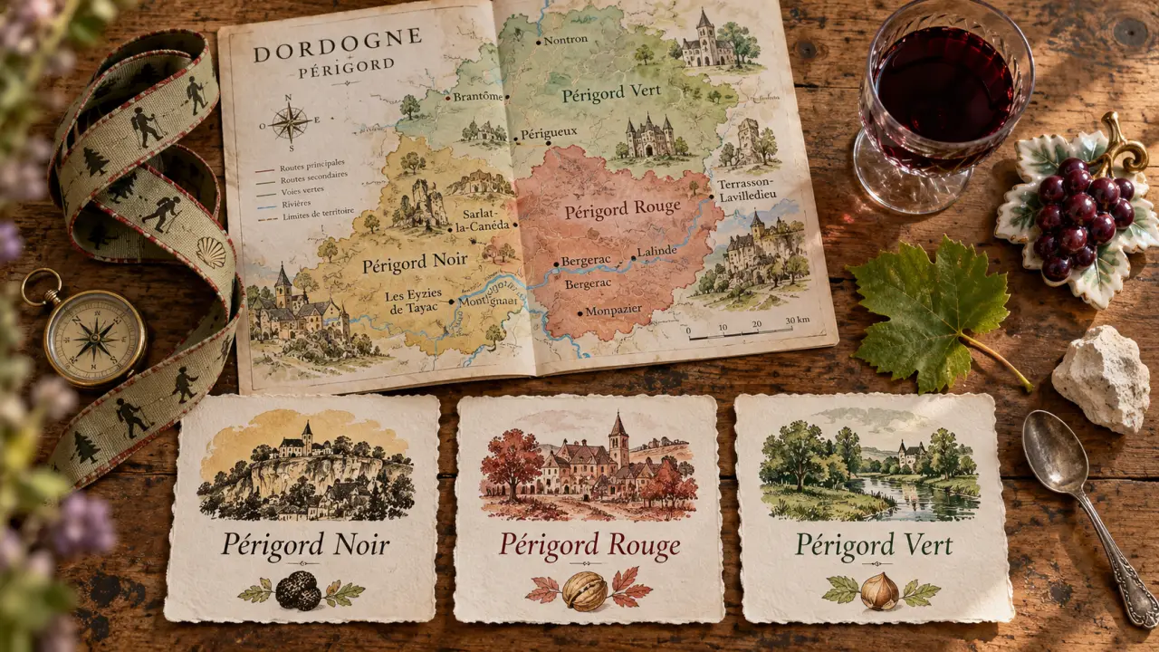 Périgord noir rouge vert : villages, vignes ou rivières
