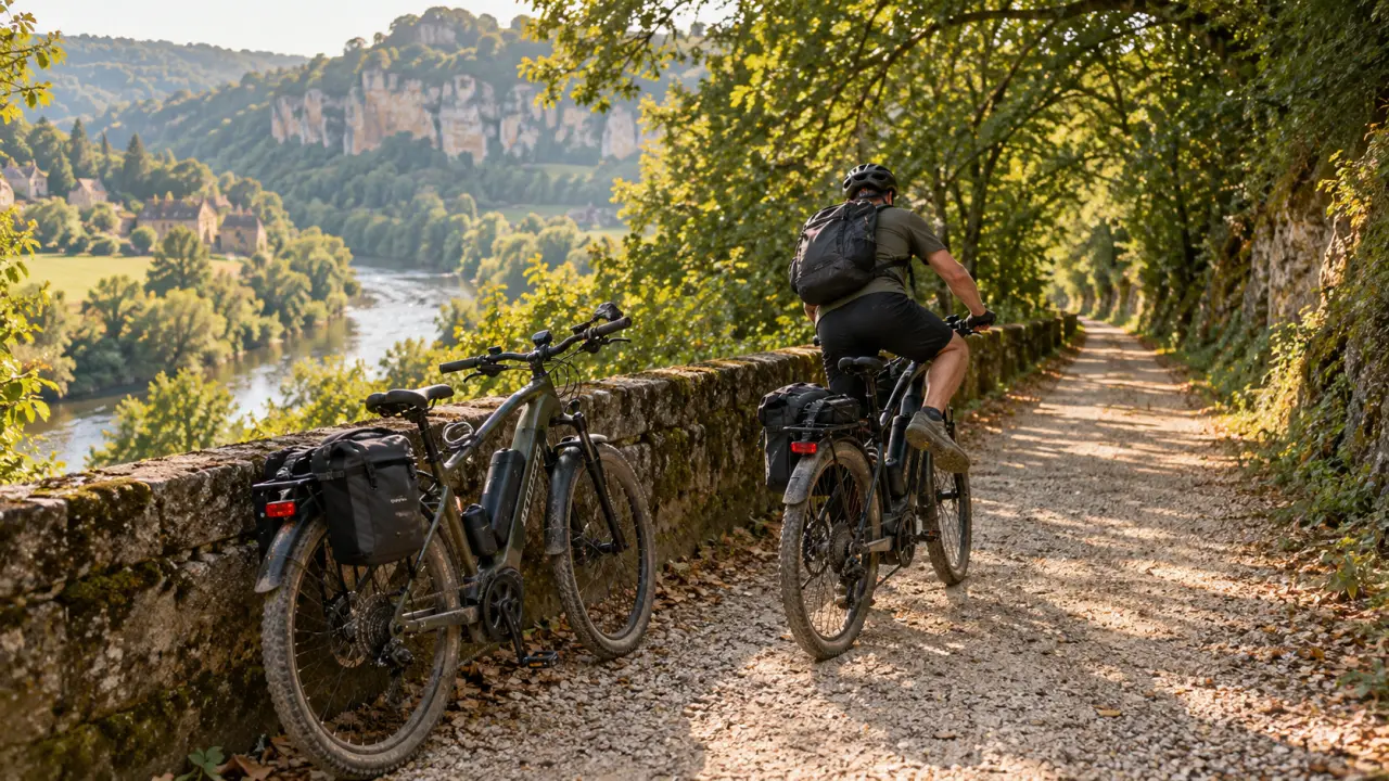 piste cyclable perigord noir : vélos sur ancienne voie ferrée vers Carsac-Aillac